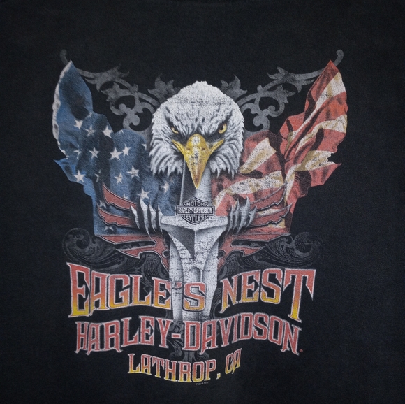 Harley Davidson Motorcycle t-shirt 2006 "Eagles Nest" Lathrop Ca. Mens shirt xl - Picture 8 of 8